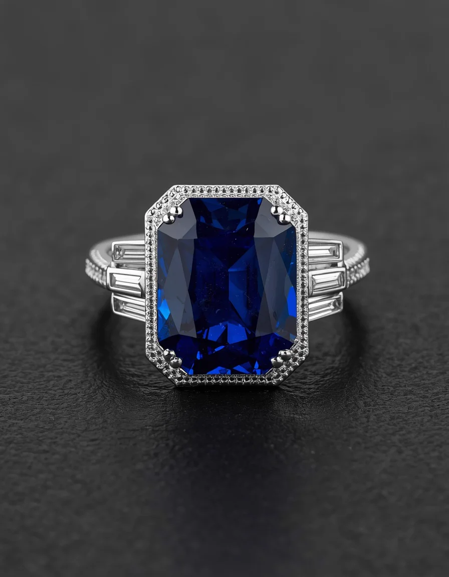 Art Deco Sapphire & Diamond Platinum Ring